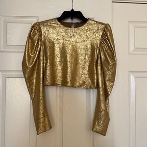 Zara Gold Top Shirt - Size Small